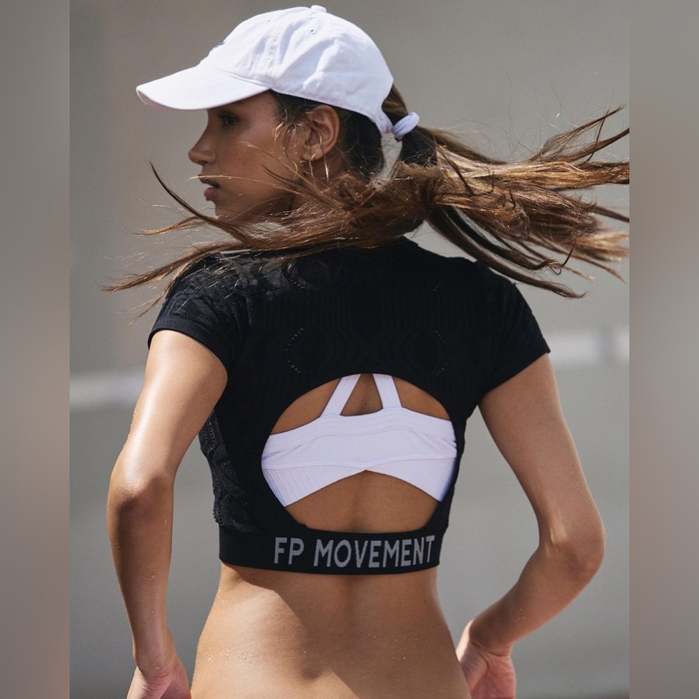 FP MOVEMENT Logo Run The Distance Baby Tee Top Cut Out NWT - Picture 2 of 9